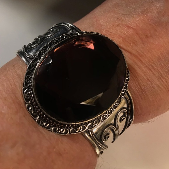 Amethyst 925 Sterling Silver Cuff Bracelet